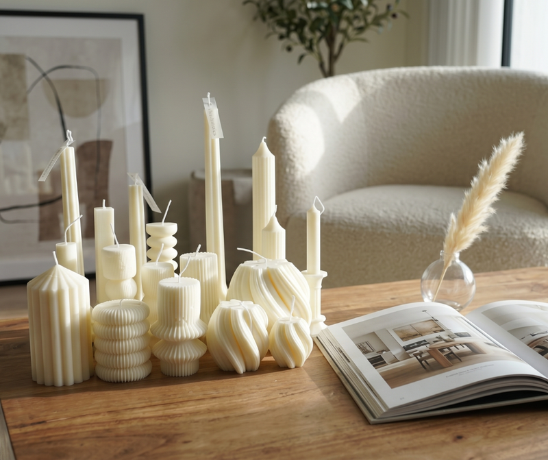 Pillar & Taper Candles – Soy Palm Wax, Hand-Poured | Vina Botanics